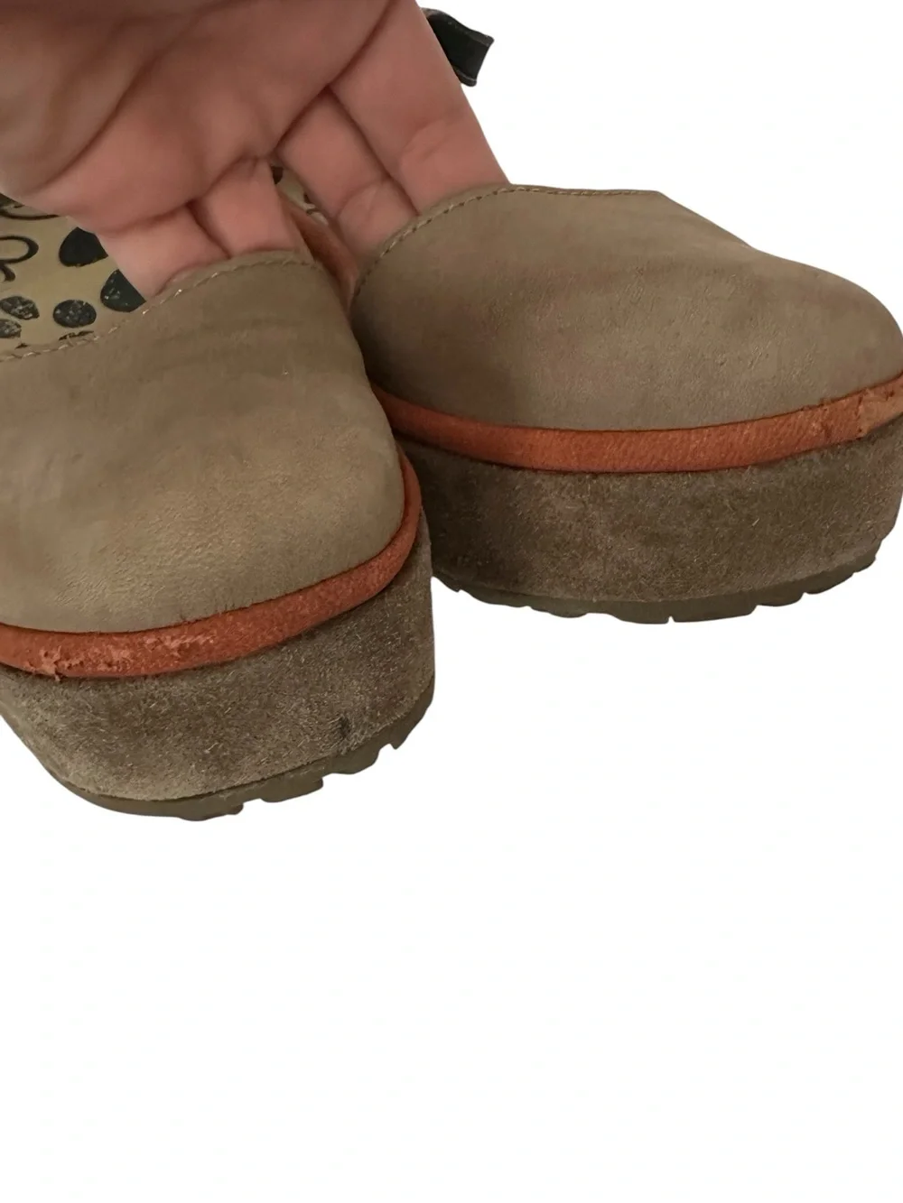 Fly London Punch Penn Wedge Sandals Taupe Nubuck Leather Size 40
